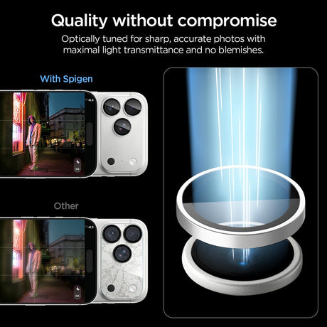 Spigen iPhone 18 Pro/18 Pro Max Linsebeskyttelse Glas.tR EZ Fit Optik Pro 2-pakning Sølv