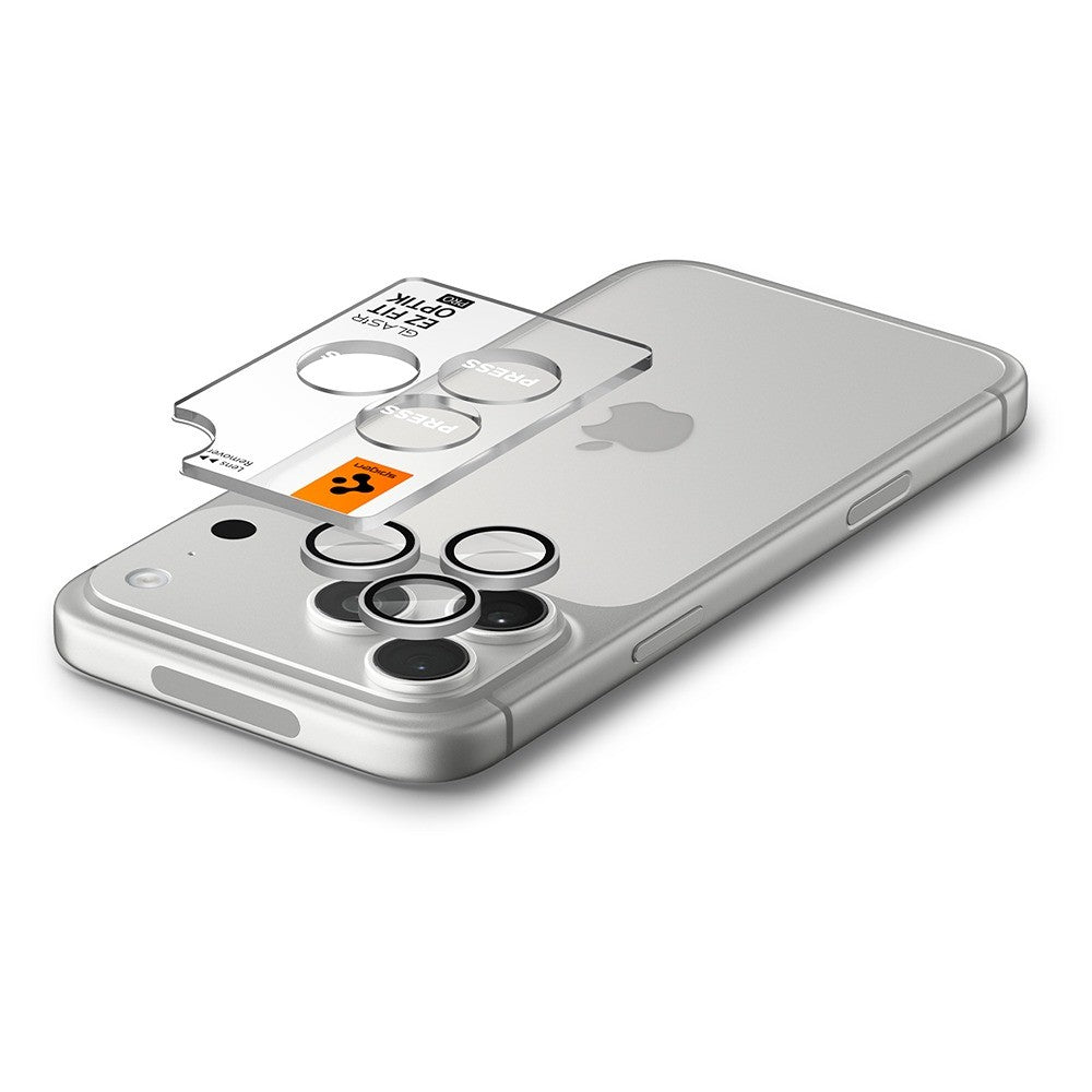 Spigen iPhone 18 Pro/18 Pro Max Linsebeskyttelse Glas.tR EZ Fit Optik Pro 2-pakning Sølv