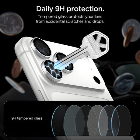 Spigen iPhone 18 Pro/18 Pro Max Linsebeskyttelse Glas.tR EZ Fit Optik Pro 2-pakning Sølv
