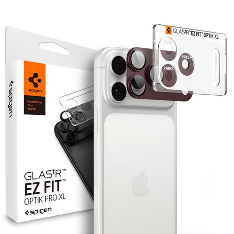 Spigen iPhone 18 Pro Linsebeskyttelse Glas.tR EZ Fit Optik Pro XL mørk kirsebær
