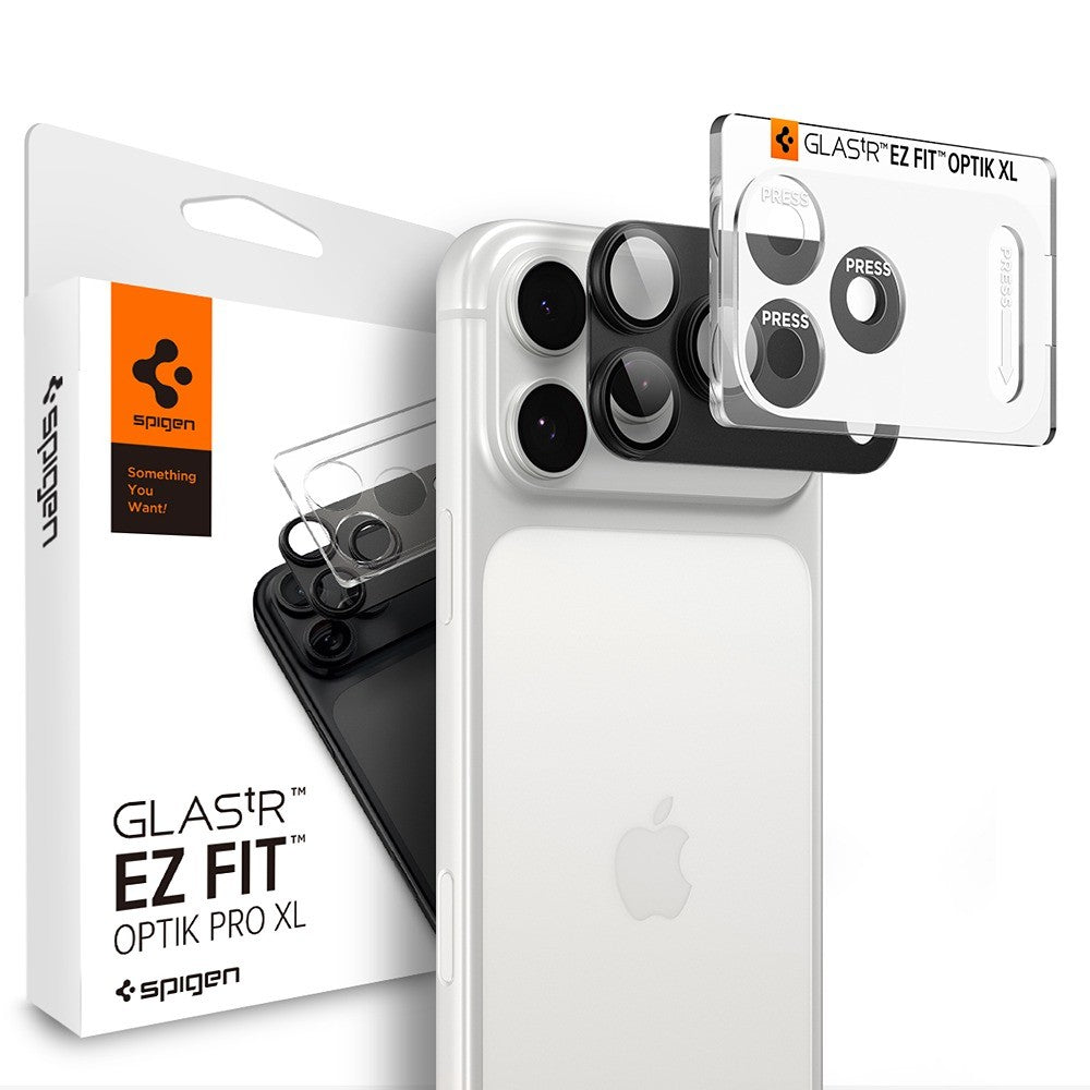 Spigen iPhone 18 Pro Linsebeskyttelse Glas.tR EZ Fit Optik Pro XL mørkegrå