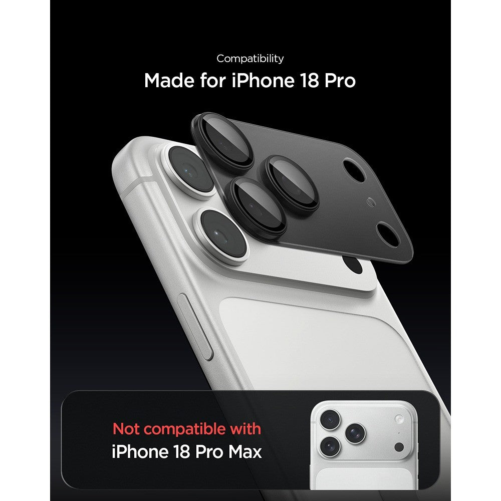 Spigen iPhone 18 Pro Linsebeskyttelse Glas.tR EZ Fit Optik Pro XL mørkegrå