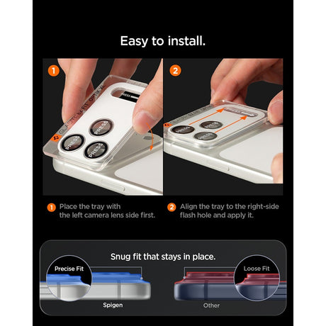 Spigen iPhone 18 Pro Linsebeskyttelse Glas.tR EZ Fit Optik Pro XL Sølv