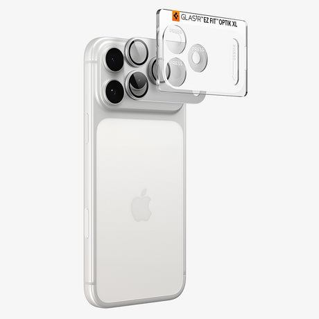 Spigen iPhone 18 Pro Linsebeskyttelse Glas.tR EZ Fit Optik Pro XL Sølv