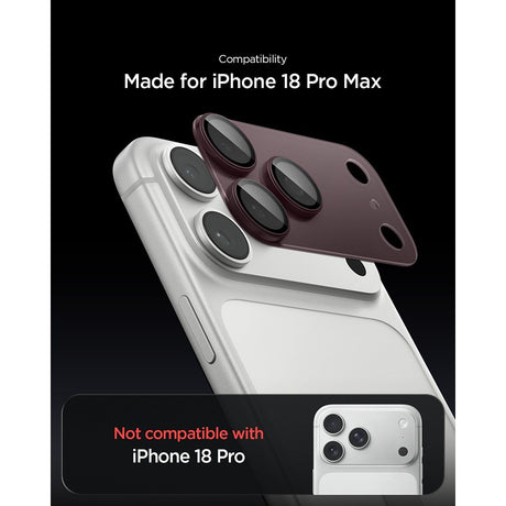 Spigen iPhone 18 Pro Max Linsebeskyttelse Glas.tR EZ Fit Optik Pro XL Mørk kirsebær
