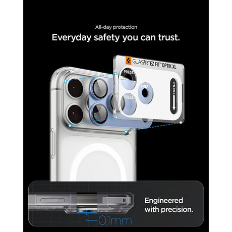 Spigen iPhone 18 Pro Max Linsebeskyttelse Glas.tR EZ Fit Optik Pro XL Lyseblå