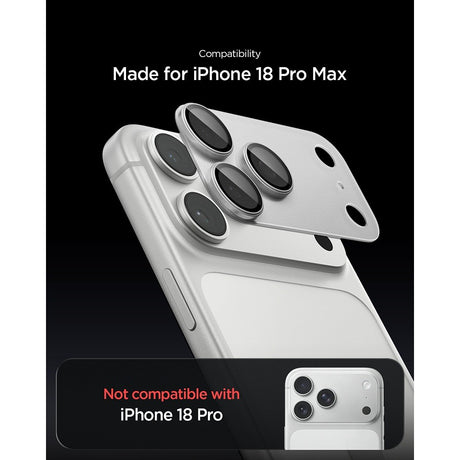 Spigen iPhone 18 Pro Max Linsebeskyttelse Glas.tR EZ Fit Optik Pro XL Sølv
