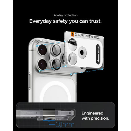 Spigen iPhone 18 Pro Max Linsebeskyttelse Glas.tR EZ Fit Optik Pro XL Sølv