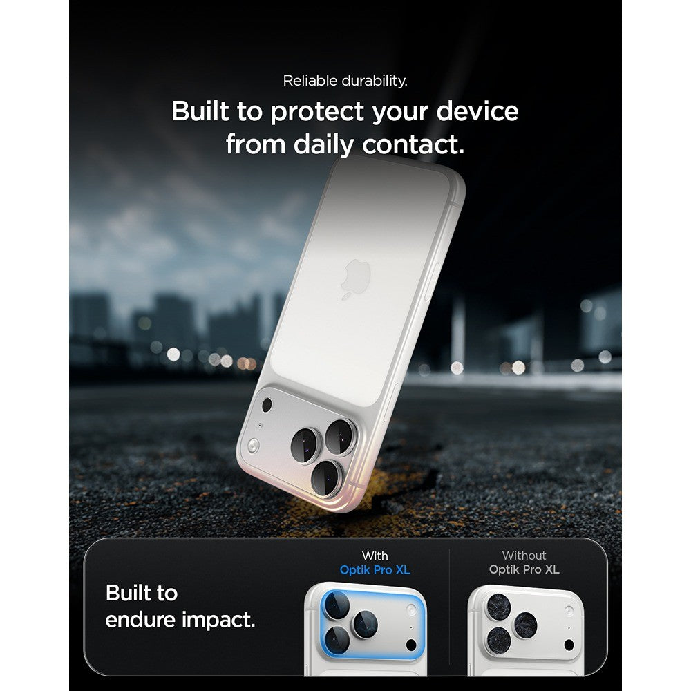 Spigen iPhone 18 Pro Max Linsebeskyttelse Glas.tR EZ Fit Optik Pro XL Sølv