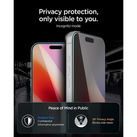 Spigen iPhone 18 Pro Skjermbeskytter Glas.tR EZ Fit Pro Privacy