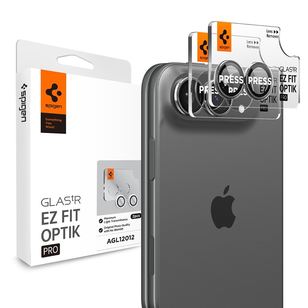 Spigen iPhone Duo Linsebeskyttelse Glas.tR EZ Fit Optik Pro 2-pakning Hvit