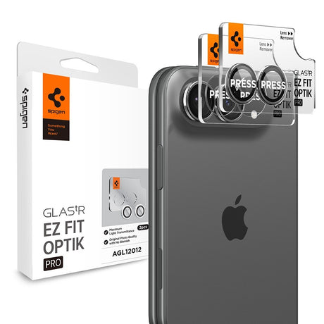Spigen iPhone Duo Linsebeskyttelse Glas.tR EZ Fit Optik Pro 2-pakning Hvit