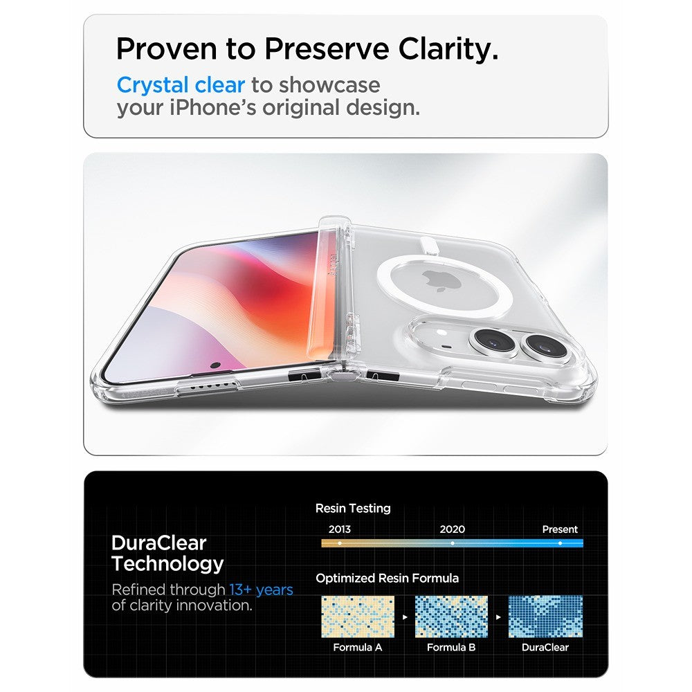 Spigen iPhone Duo Deksel Ultra Hybrid Pro MagFit gjennomsiktig hvit