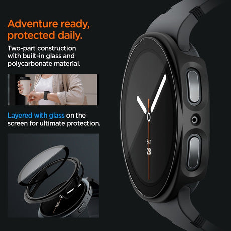 Spigen Samsung Galaxy Watch 8/9 44mm Deksel med Skjermbeskytter Thin Fit 360 Svart