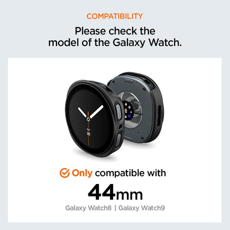 Spigen Samsung Galaxy Watch 8/9 44mm Deksel med Skjermbeskytter Thin Fit 360 Svart