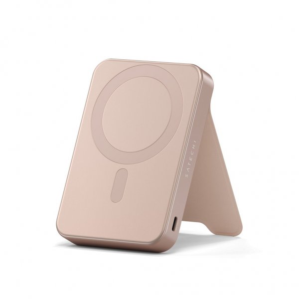 Satechi OntheGo Qi2 10K MagSafe-powerbank med stativ Desert Rose