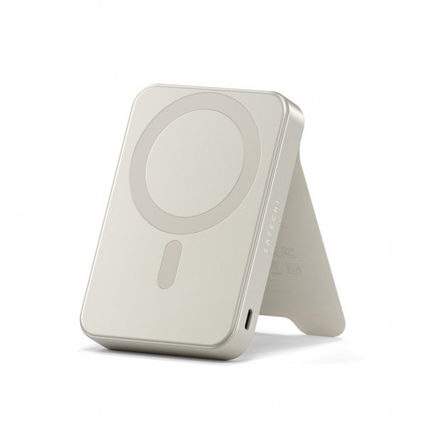 Satechi OntheGo Qi2 10K MagSafe-powerbank med stativ sand
