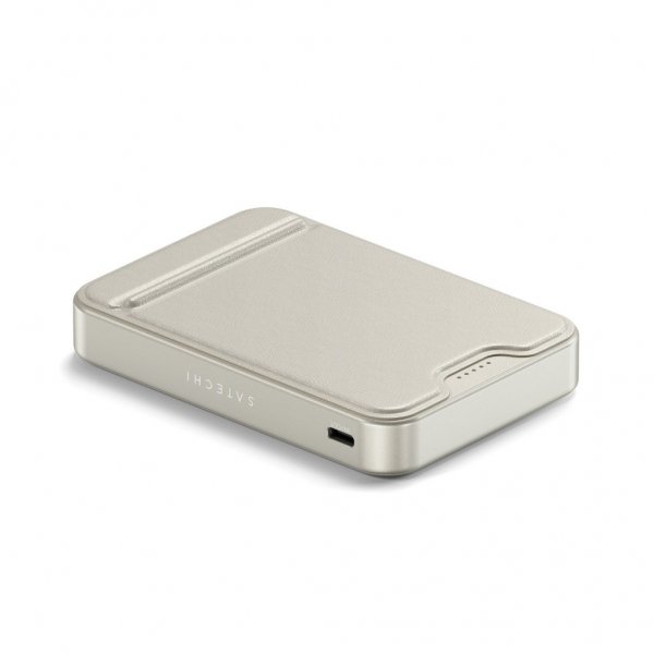 Satechi OntheGo Qi2 10K MagSafe-powerbank med stativ sand
