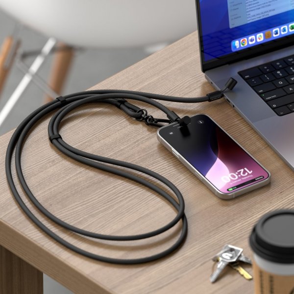 Satechi OntheGo Lanyardkabel USB-C 1,5 m Svart