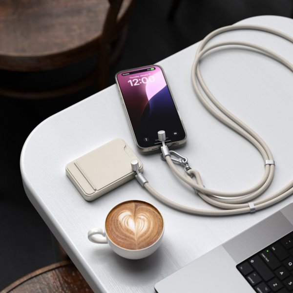 Satechi OntheGo lanyardkabel USB-C 1,5 m sand