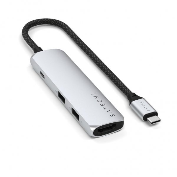 Satechi 4-in-1 USB-C Slim Multiport Adapter 4K Sølv