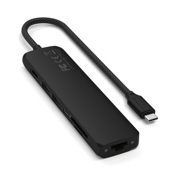 Satechi 7-in-1 USB-C Slim Multiport Adapter with Ethernet Svart