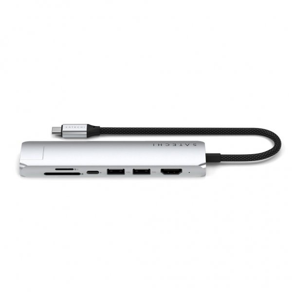 Satechi 7-in-1 USB-C Slim Multiport Adapter with Ethernet Sølv