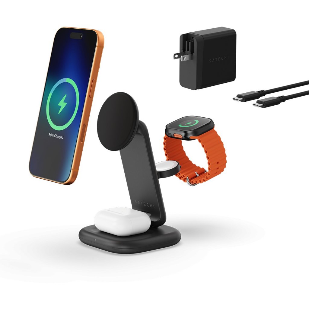 Satechi Trådløs lader 3-in-1 Foldable Qi2 25W Svart