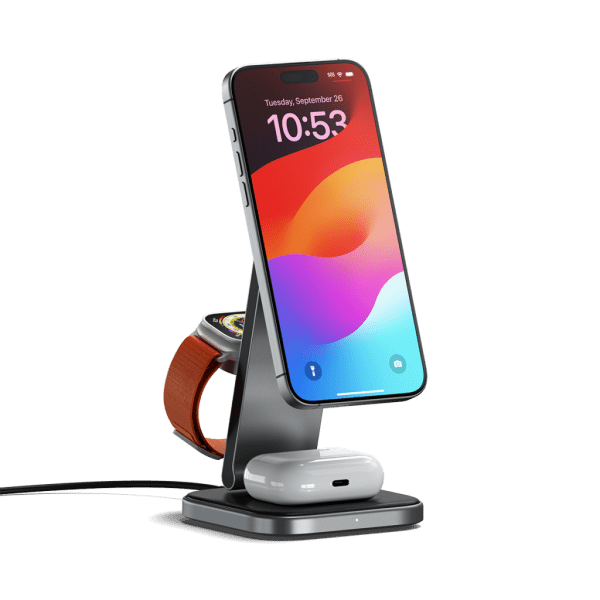 Satechi Trådløs lader 3-in-1 Foldable Qi2 Wireless Charging Stand MagSafe