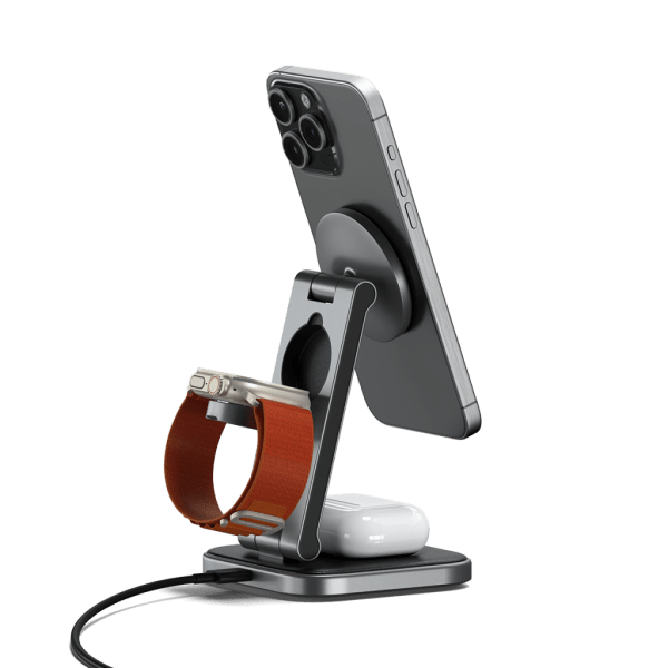 Satechi Trådløs lader 3-in-1 Foldable Qi2 Wireless Charging Stand MagSafe