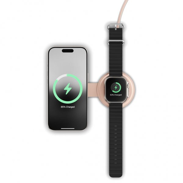 Satechi OntheGo 2-i-1 trådløs lader Desert Rose