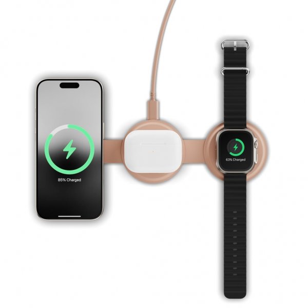 Satechi OntheGo 3-i-1 trådløs lader Desert Rose