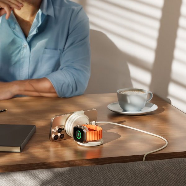 Satechi OntheGo 3-i-1 trådløs lader Sand
