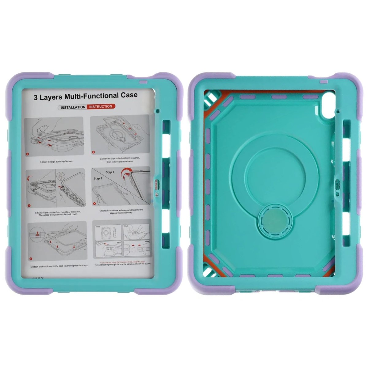 iPad 11 (A16)/iPad 10.9 (gen 10) Deksel med stativ og Håndstropp Grønn Lilla