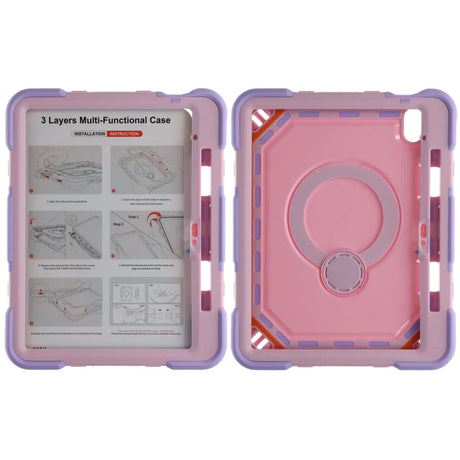 iPad 11 (A16)/iPad 10.9 (gen 10) Deksel med stativ og Håndstropp Rosa Lilla