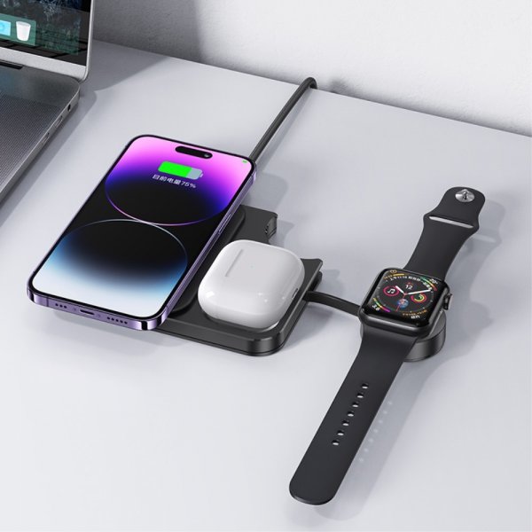 USAMS Trådløs lader 15W 3in1 Desktop Wireless Charger