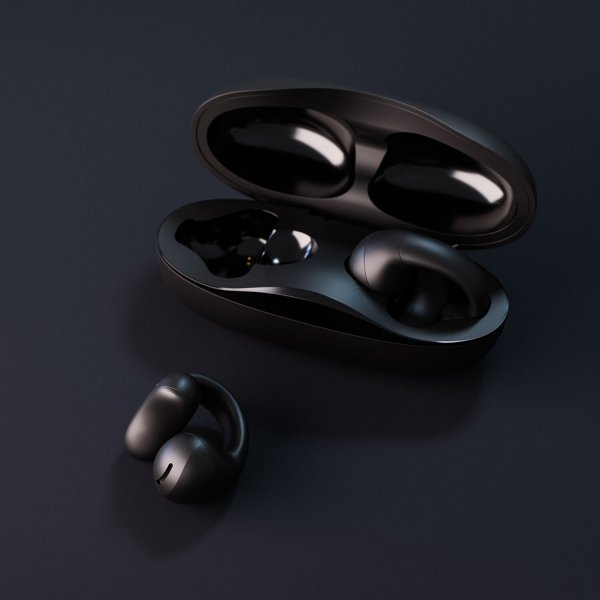 Happy Plugs Hodetelefoner Clip Open Ear Wireless Svart