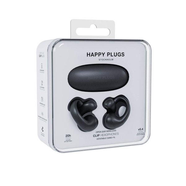Happy Plugs Hodetelefoner Clip Open Ear Wireless Svart