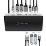 ALOGIC USB-C og USB 3.0 Trippel Display dokkingstasjon 4K & strømforsyning 80W