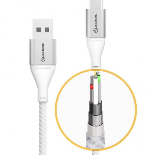 ALOGIC USB-C til USB-A-kabel 3A/480Mbps 3m Sølv