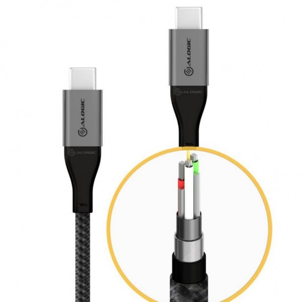 ALOGIC Ultra USB-C til USB-C-kabel 5A/480Mbps 1,5 meter Rymdgrå