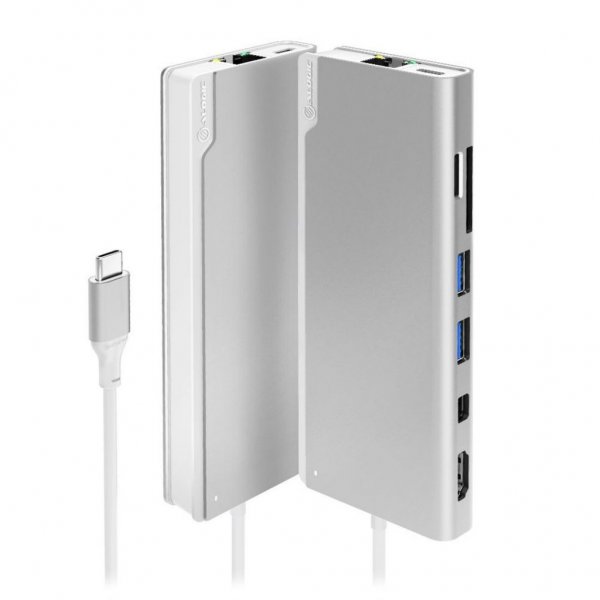 ALOGIC Ultra USB-C Dock PLUS - HDMI. MDP. USB. Ethernet. minnekortleser og 100W PD Sølv