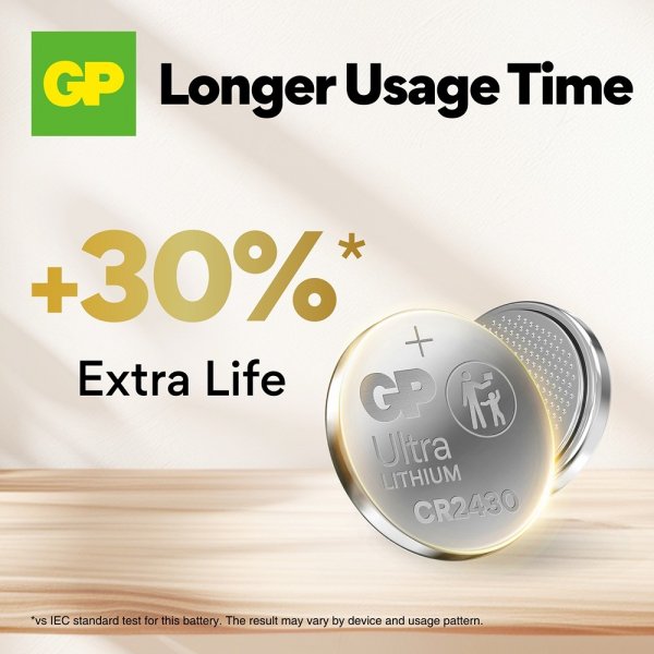GP Ultra Lithium Battery Button cell CR2430 4-pack