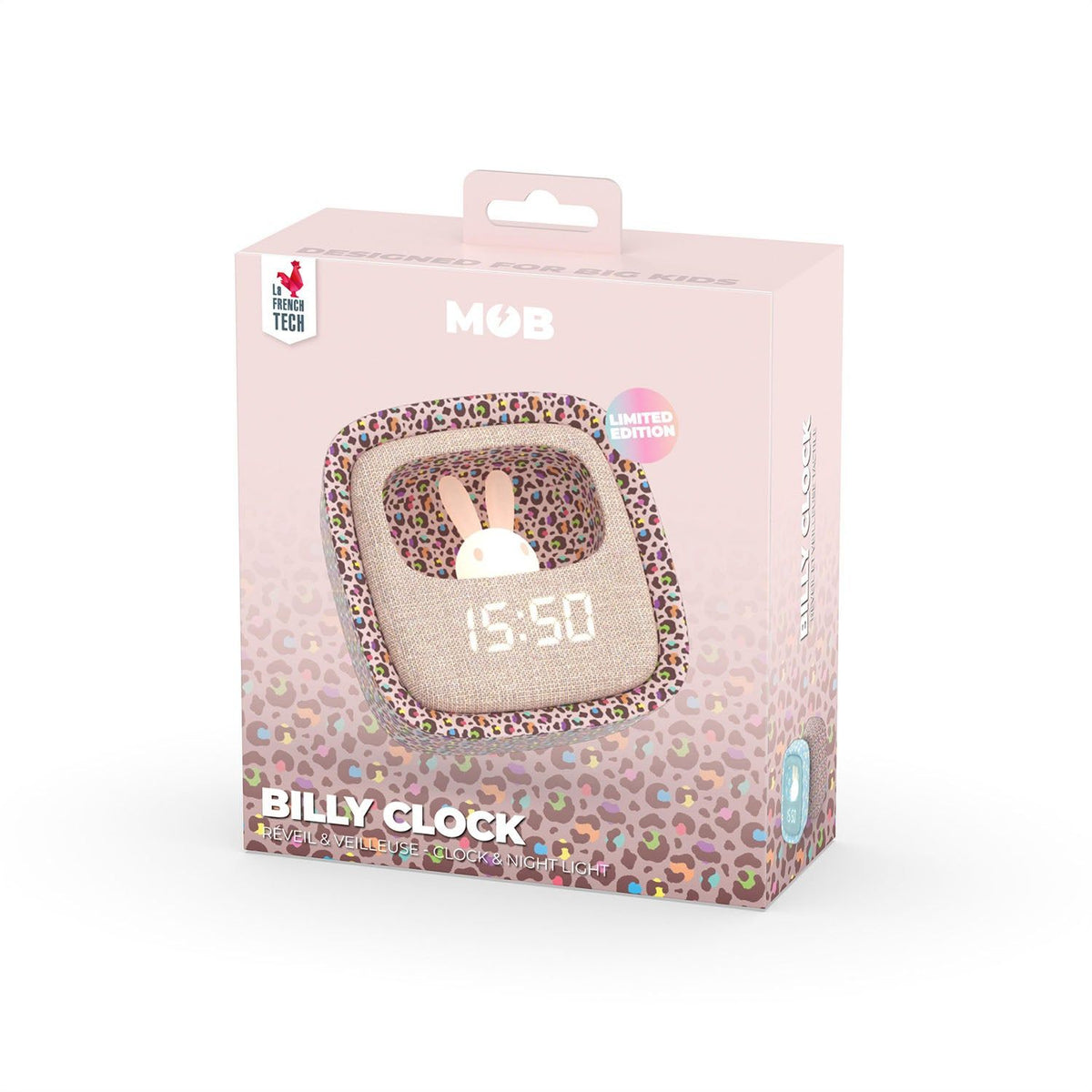 Mobility on Board Vækkeklokke med Nattlampe Billy Clock Rainbow Leopard