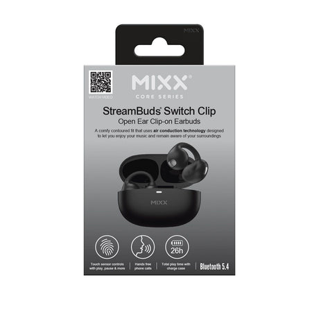 Mixx Trådløse Open-Ear Hodetelefoner StreamBuds Switch Clips Svart