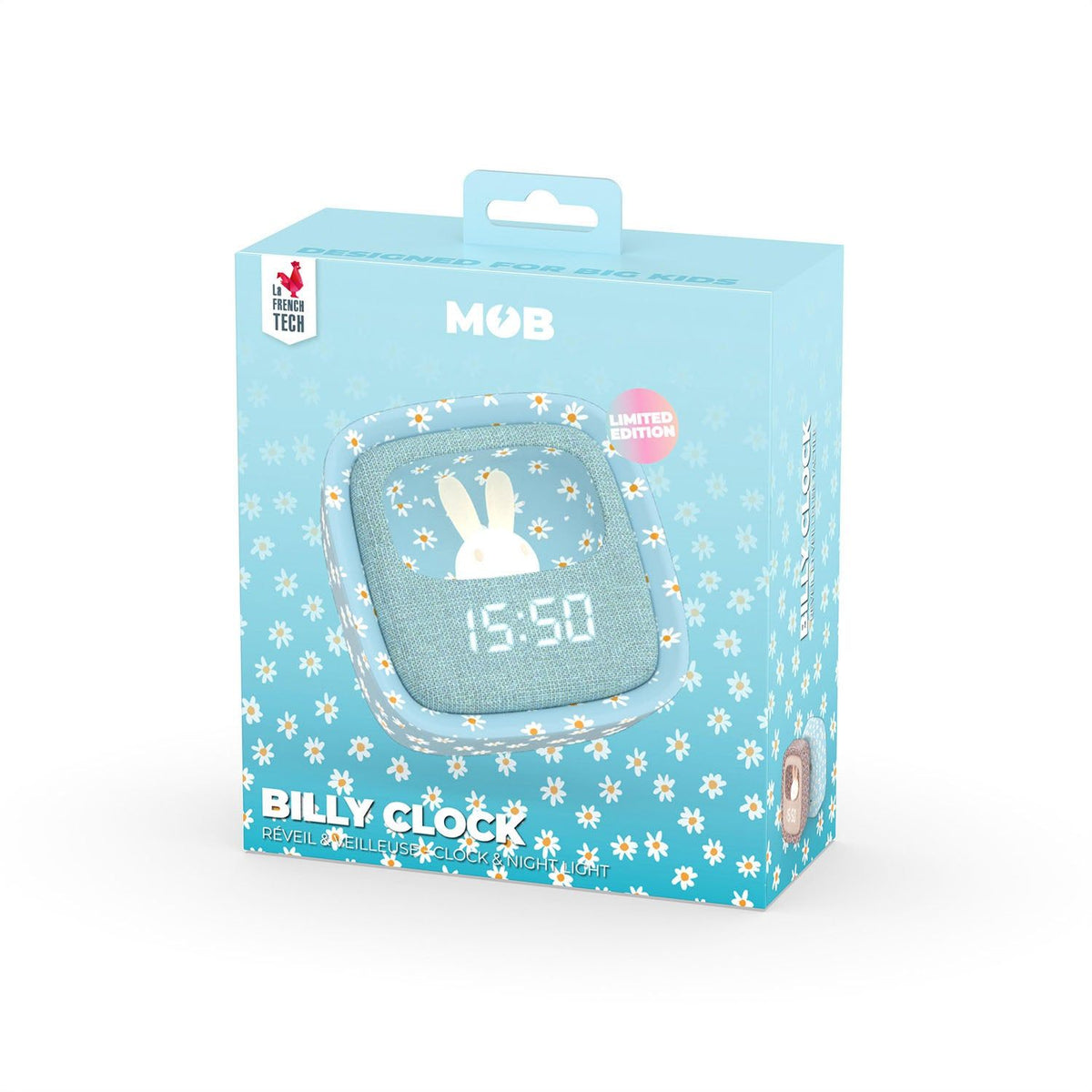 Mobility on Board Vækkeklokke med Nattlampe Billy Clock Blue Flower