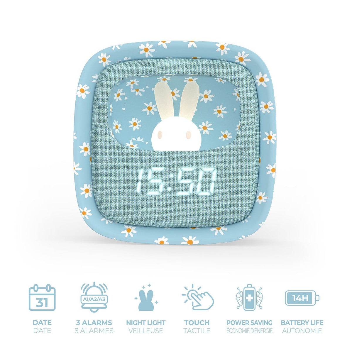 Mobility on Board Vækkeklokke med Nattlampe Billy Clock Blue Flower