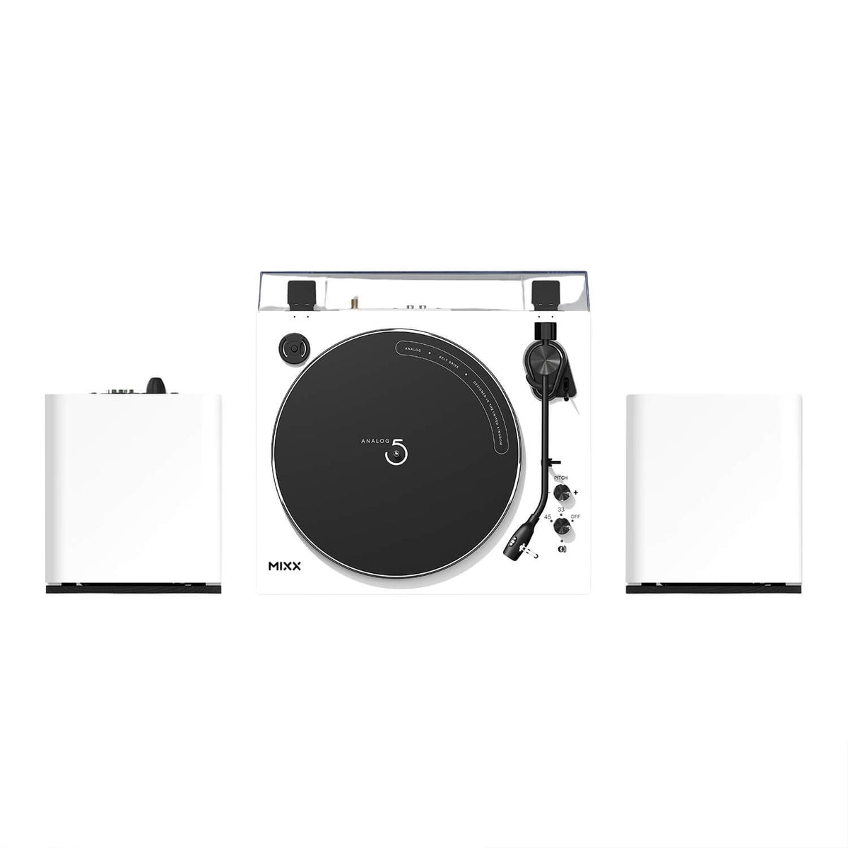 Mixx System 5 Vinylskivspiller Stereo med Høyttaler Hvit