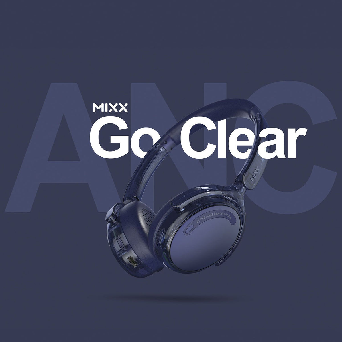 Mixx Trådløse On-Ear Hodetelefoner StreamQ Go ANC Clear Marineblå