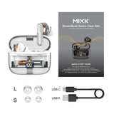Mixx Trådløse Hodetelefoner StreamBuds Switch Clear ANC Hvit